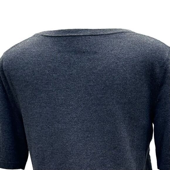 Talbots Sweater Women's Medium Petite Gray Crew Neck Sequin Flower Embellished - Picture 6 of 10